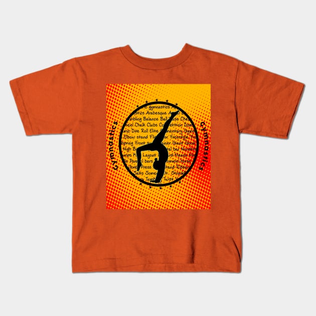 red dot on Yellow Gymnastics Kids T-Shirt by laurie3
